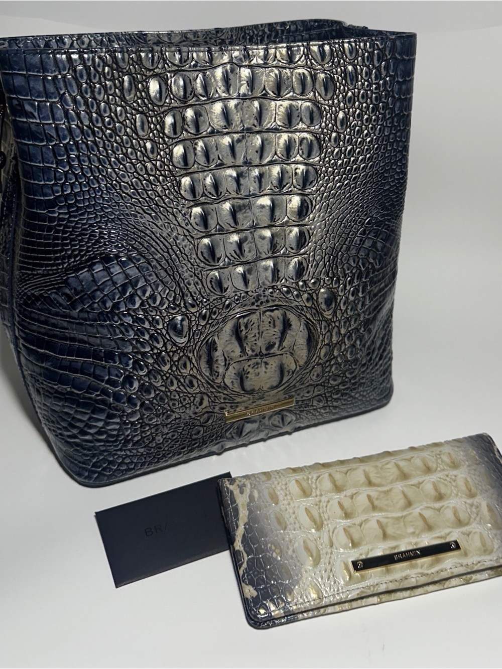 Brahmin Ombre Croc-Embossed Bag and Wallet